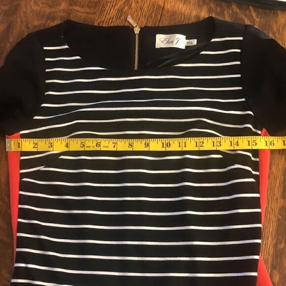 Eliza J Black, White and Red Knit Sheath Dress - Picture 7 of 11